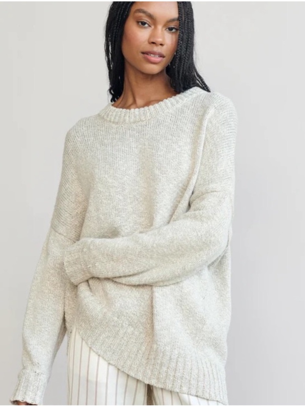 Jenni Kayne Cruise Cocoon Crewneck Sweater Oversized Linen Natural XXS